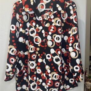 Elementz Black and Red Circle Print Button Down Shirt